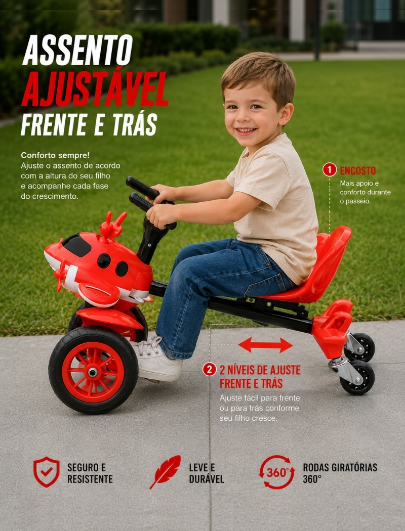 Assento ajustável frente e trás