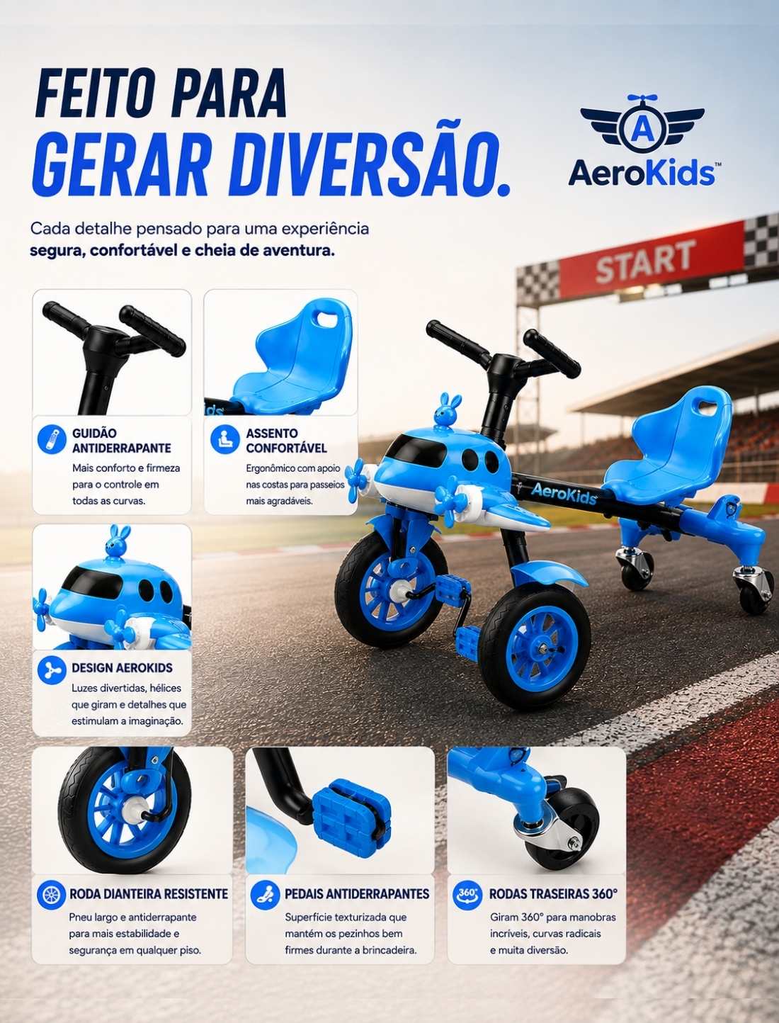 Feito para gerar diversão — detalhes do AeroKids®