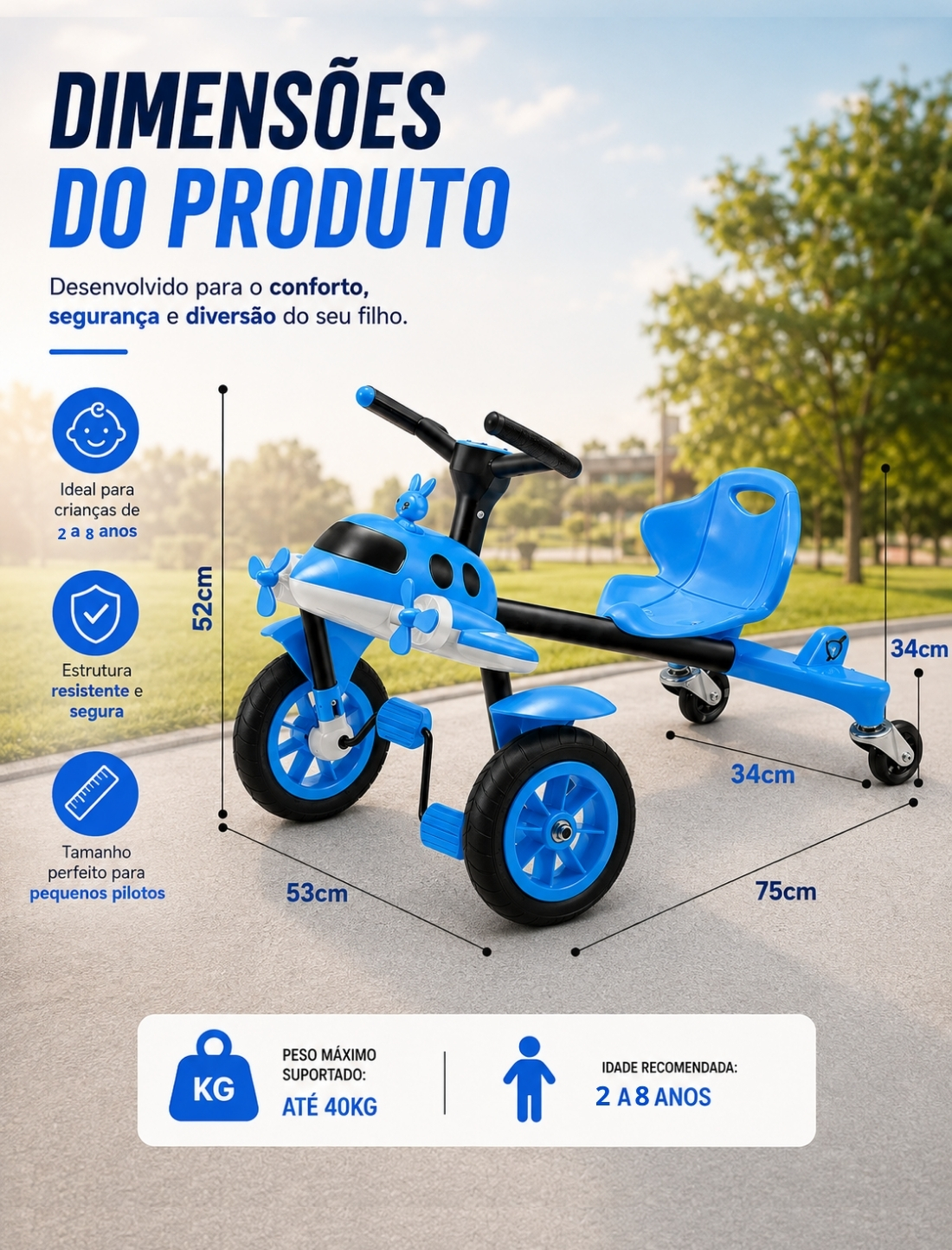 Dimensões do produto AeroKids®
